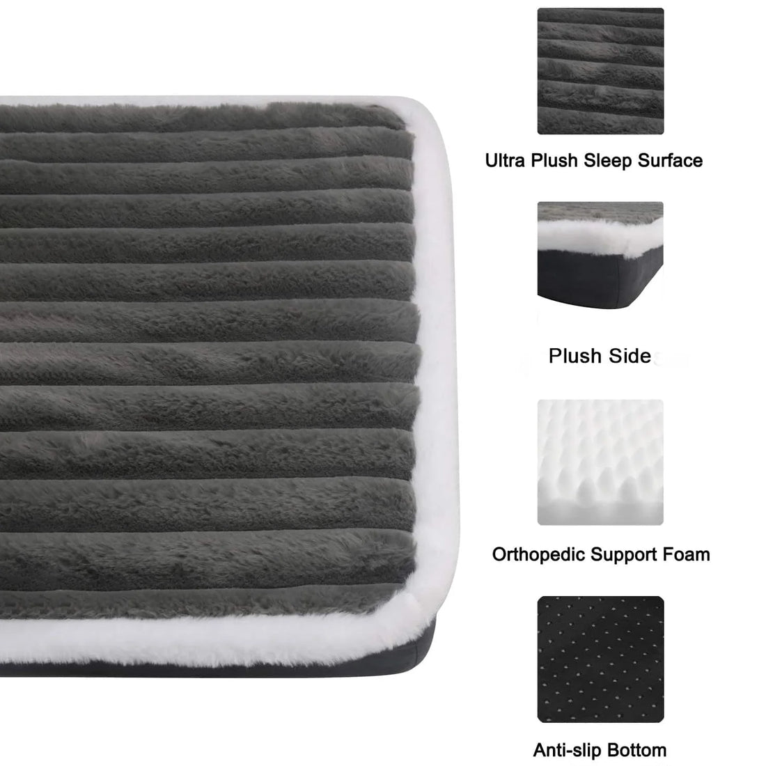 Short Plush Dog Bed with Non-slip Bottom Orthopedic Foam Dog Bed Removable Cover for Large Medium Small Dogs Machine Washable WagZeal