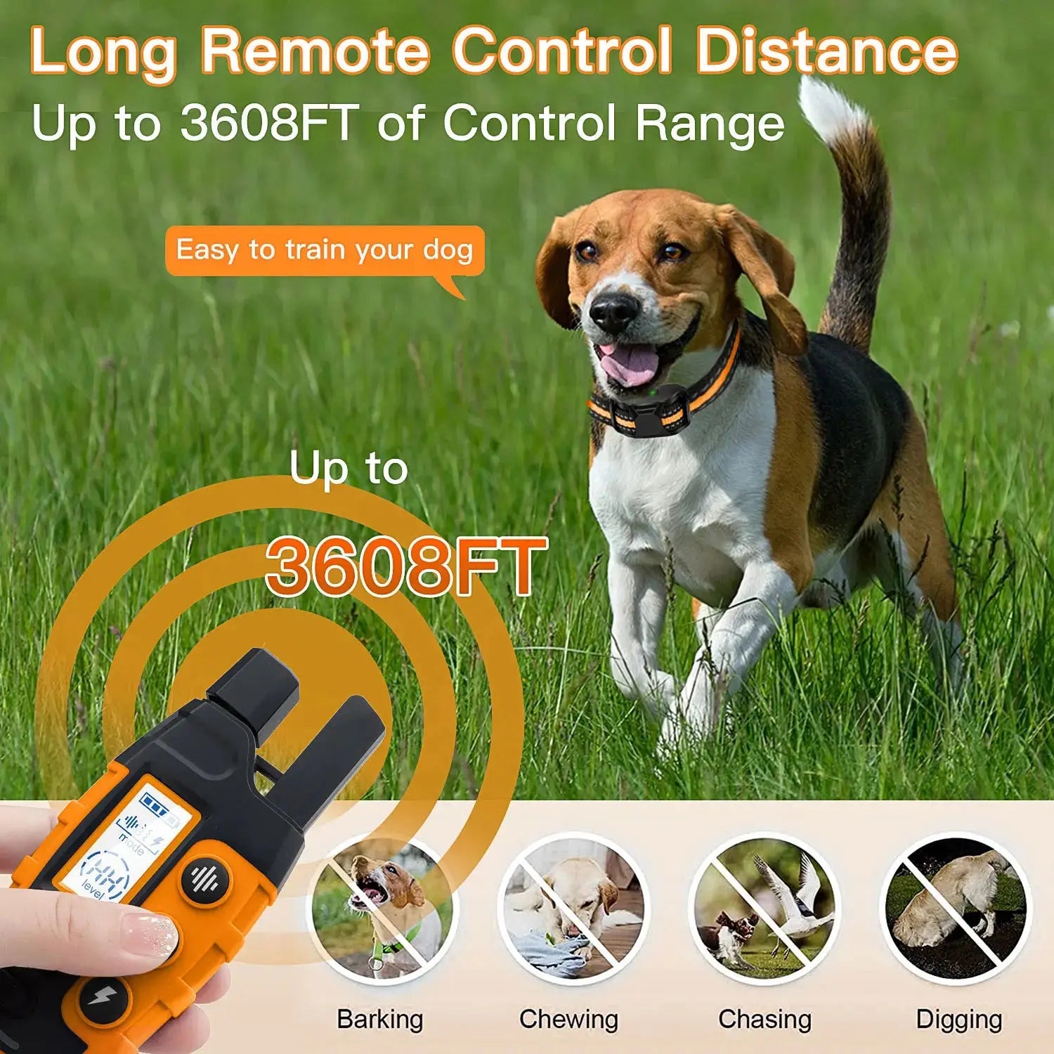 Remote Control Electric Dog Training Collar | 3300Ft WagZeal